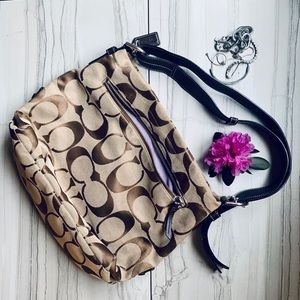 Coach Purse | Brown Canvas with Lavender Lining